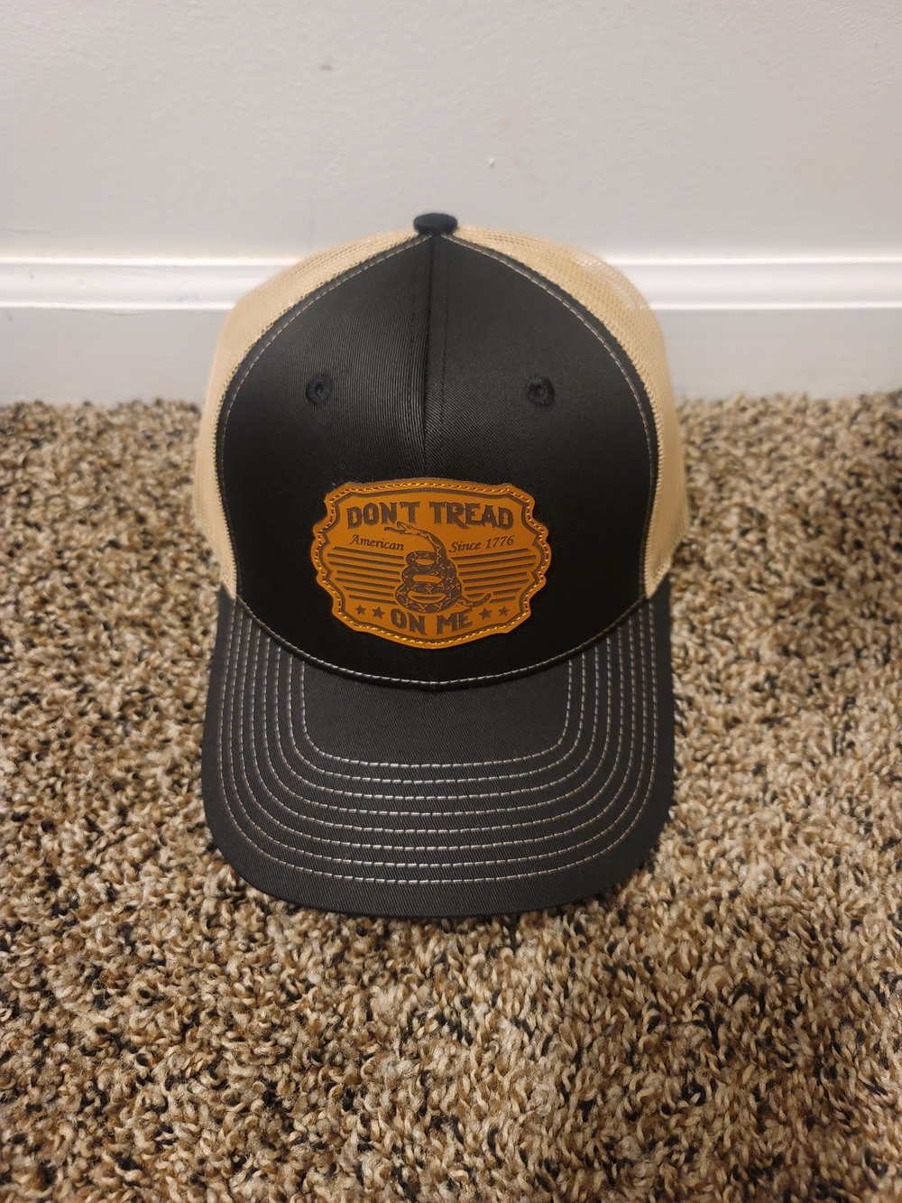 Don’t Tread On Me Black and Tan Trucker Cap